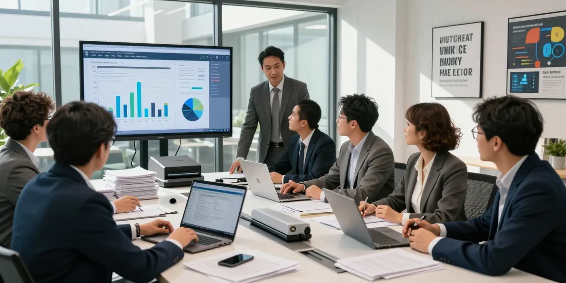 Team analyzing document fraud detection techniques in a modern office environment.