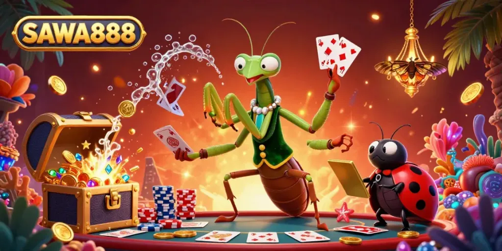 Experience thrilling gameplay at SAWA888 with vibrant casino elements and characters in a rich 3D scene.