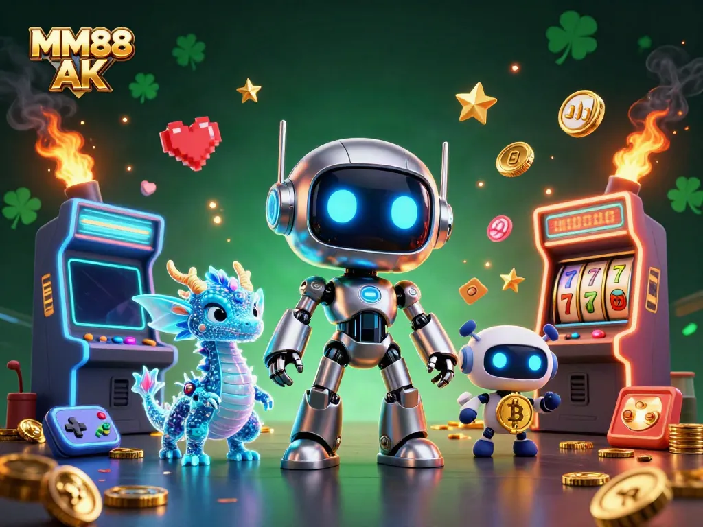 Engage with MM88 AK gaming excitement featuring vibrant characters and interactive casino elements